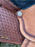 14 inch Pro Rider Saddle, diamond tooled, black suede seat, 5051-7MGT