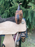 15 inch Circle Y Josey Cash Patriot Spirit Barrel Saddle, wide tree, MJ57