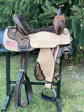 15 inch Circle Y Josey Cash Patriot Spirit Barrel Saddle, wide tree, MJ57