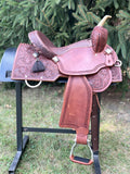 15 inch Pro Rider Saddle, faux elephant seat, square conchos, 5210-7MGT