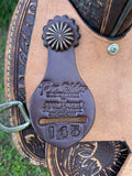 New 14.5 inch Pro Rider barrel saddle with wide tree buffed leather and pencil roll cantle hard seat