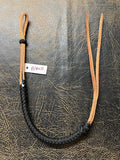 Braided Nylon & Leather Hand Quirt Solid Black
