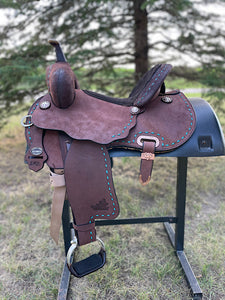 14.5 inch Circle Y Josey Cash Go Round Barrel Saddle, wide tree, MJ48