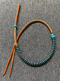 Braided Nylon & Leather Over N Under Whip Turquoise Black Silver