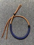 Braided Nylon & Leather Over N Under Whip Royal Black
