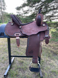 14.5 inch Circle Y Josey Cash Go Round Barrel Saddle, wide tree, MJ48