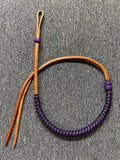 Braided Nylon & Leather Over N Under Whip Purple Black