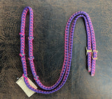 Martha Josey Super Knot Barrel Racing Rein Purple/Silver/Hot Pink