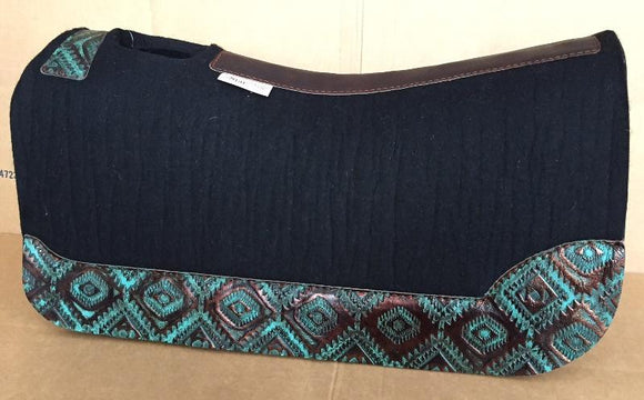 5 Star Saddle Pad black 7/8 inch custom full turquoise copper aztec wear leathers