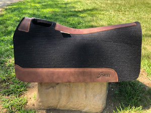 5 Star Saddle Pad Black 7/8 inch Dark Brown wear leathers 30x30