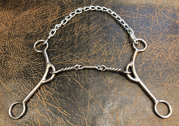 L&W Mikey Bit Long Shank Twisted Wire Dogbone Snaffle
