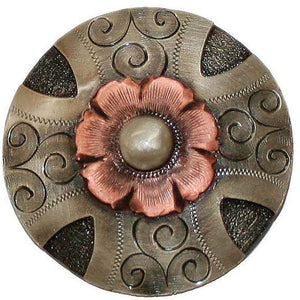 Concho Silver Patina Copper Flower 1.5 inch