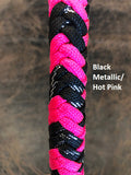 Braided Nylon & Leather Hand Quirt Hot Pink Black Metallic