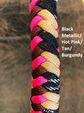 Braided Nylon & Leather Hand Quirt Hot Pink Black Metallic Tan Burgundy