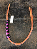 Braided Nylon & Leather Hand Quirt Hot Pink Black Metallic