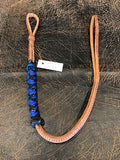 Braided Nylon & Leather Hand Quirt Royal Blue Black Metallic