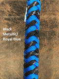 Braided Nylon & Leather Hand Quirt Royal Blue Black Metallic
