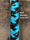 Braided Nylon & Leather Hand Quirt Turquoise Black Metallic