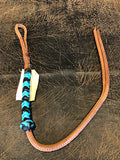 Braided Nylon & Leather Hand Quirt Turquoise Black Metallic