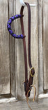 Beagley Premium Leather Purple and Black Metallic Single Ear Headstall