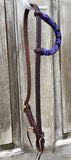 Beagley Premium Leather Purple and Black Metallic Single Ear Headstall