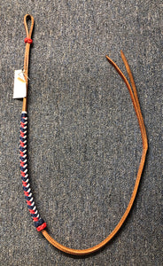 Braided Nylon & Leather Over N Under Whip Turquoise Black Silver