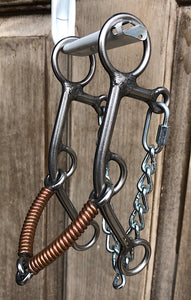 L&W Lift Bit 179-9 Copper Wrapped Snaffle Mouth Curb Set Back 7 inch shank