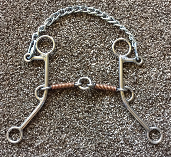 L&W Lift bit with copper wrapped o-ring snaffle mouth with curb set back