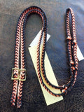 Martha Josey Super Knot Barrel Racing Rein Black/Orange/Tan