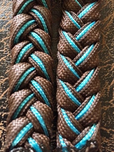 Martha Josey Super Knot Barrel Racing Rein Brown/Turquoise