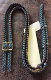 Martha Josey Super Knot Barrel Racing Rein Brown/Turquoise