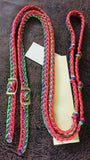 Martha Josey Super Knot Barrel Racing Rein Lime/Purple/Orange