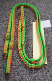 Martha Josey Super Knot Barrel Racing Rein Lime/Yellow/Orange