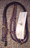 Martha Josey Super Knot Barrel Racing Rein Navy/Tan/Burgundy