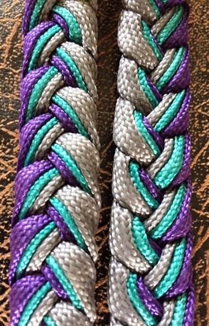 Martha Josey Super Knot Barrel Racing Rein Purple/Turquoise/Silver