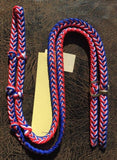 Martha Josey Super Knot Barrel Racing Rein Red/White/Royal Blue