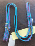 Martha Josey Super Knot Barrel Racing Rein Turquoise/Hot Pink
