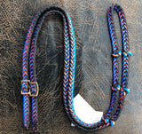 Martha Josey Super Knot Barrel Racing Rein Black Orange Royal Blue