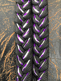 Martha Josey Super Knot Barrel Racing Rein Black/Purple Verigated