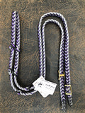 Martha Josey Super Knot Barrel Racing Rein Black/Purple/Silver