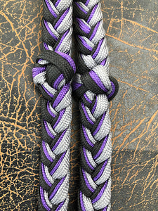 Martha Josey Super Knot Barrel Racing Rein Black/Purple/Silver