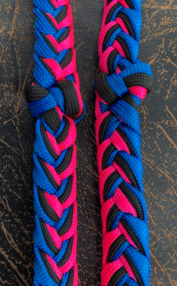 Martha Josey Super Knot Barrel Racing Rein Hot Pink Black Royal Blue