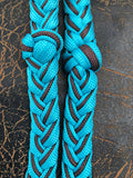 Martha Josey Super Knot Barrel Racing Rein Turquoise/Brown