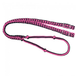 Tough 1 Knotted Rein, Pink and Black, 54-935-111