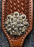 Schutz Brothers leather brow headstall with crystal buckles and spots