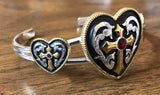 Western Edge Heart Cross Red Stone Bracelet TBBC2510