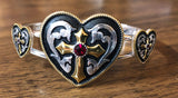 Western Edge Heart Cross Red Stone Bracelet TBBC2510