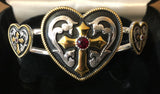 Western Edge Heart Cross Red Stone Bracelet TBBC2510