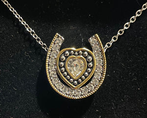 Western Edge Horseshoe Heart Gold Necklace TBNC2601