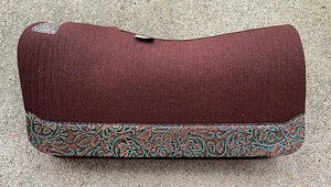 5 Star Saddle Pad Dark Chocolate 7/8 inch Turquoise Brown Cowboy Tooled wear leathers 30x28